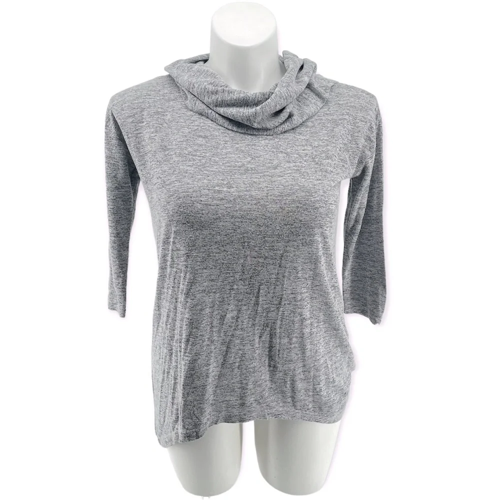 Say What Women’s Gray Cowlneck Hooded Pullover High Low Tunic Top Medium